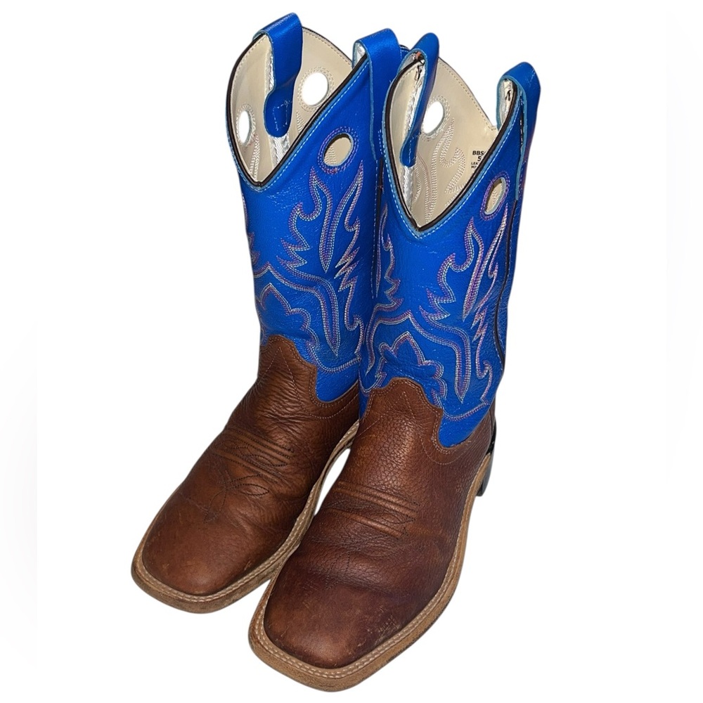 Cody James Brown Leather Blue Top Square Toe Boots